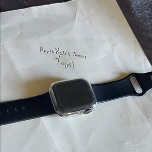 Apple Smartwatch with Silver Case and Black Band
